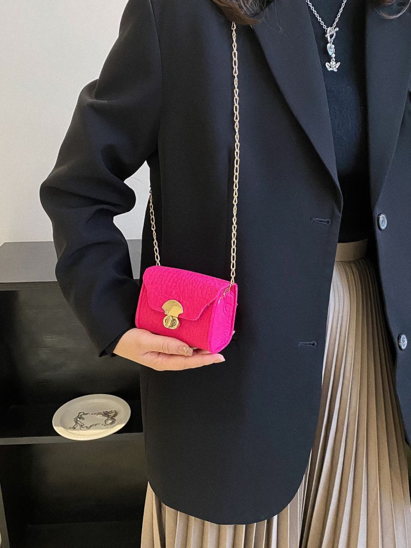 Mini Neon Pink Chain Square Bag