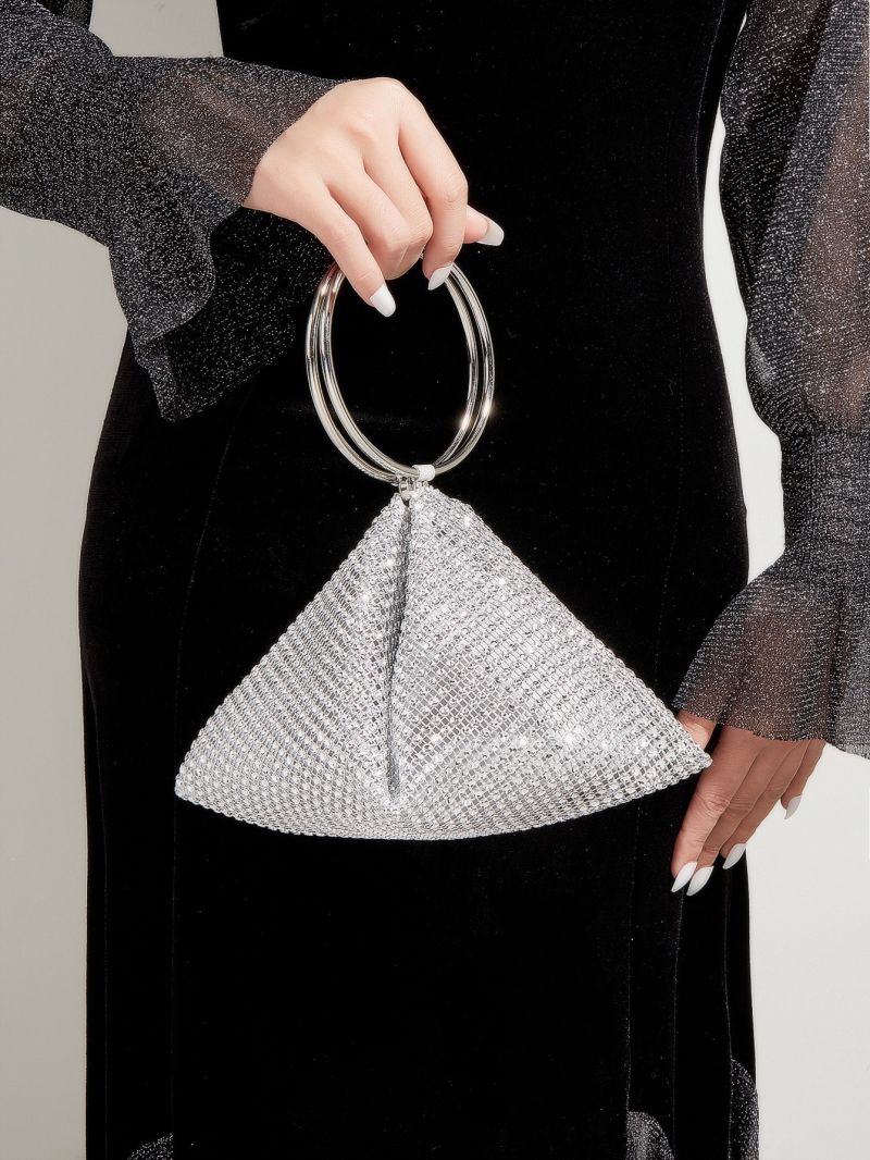 Rhinestone Decor Top Ring Novelty Bag Rhinestone Decor Evening Bag, Glitter Clutch Bag For Party, Women's Elegant Purse For Wedding