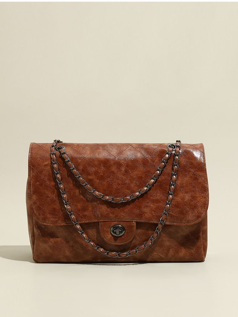 Twist Lock Chain Flap Square Bag