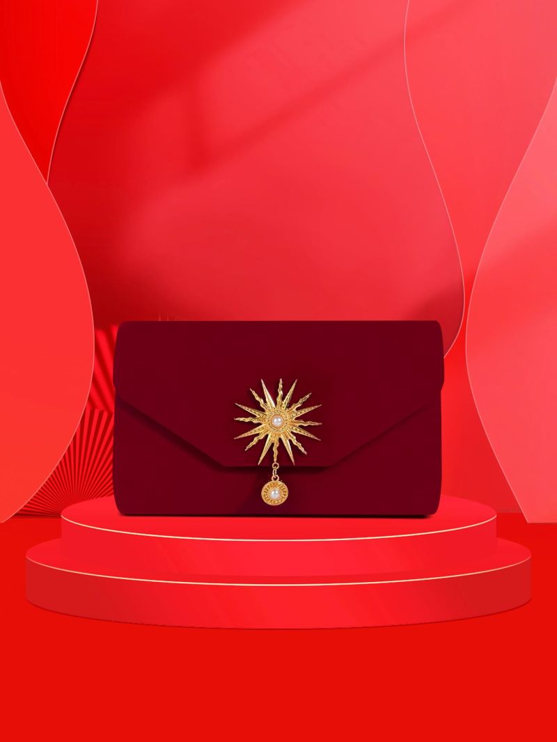 Faux Pearl & Star Decor Flap Square Bag