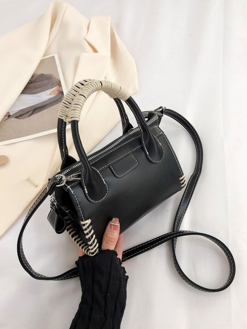 Mini Stitch Detail Double Handle Square Bag