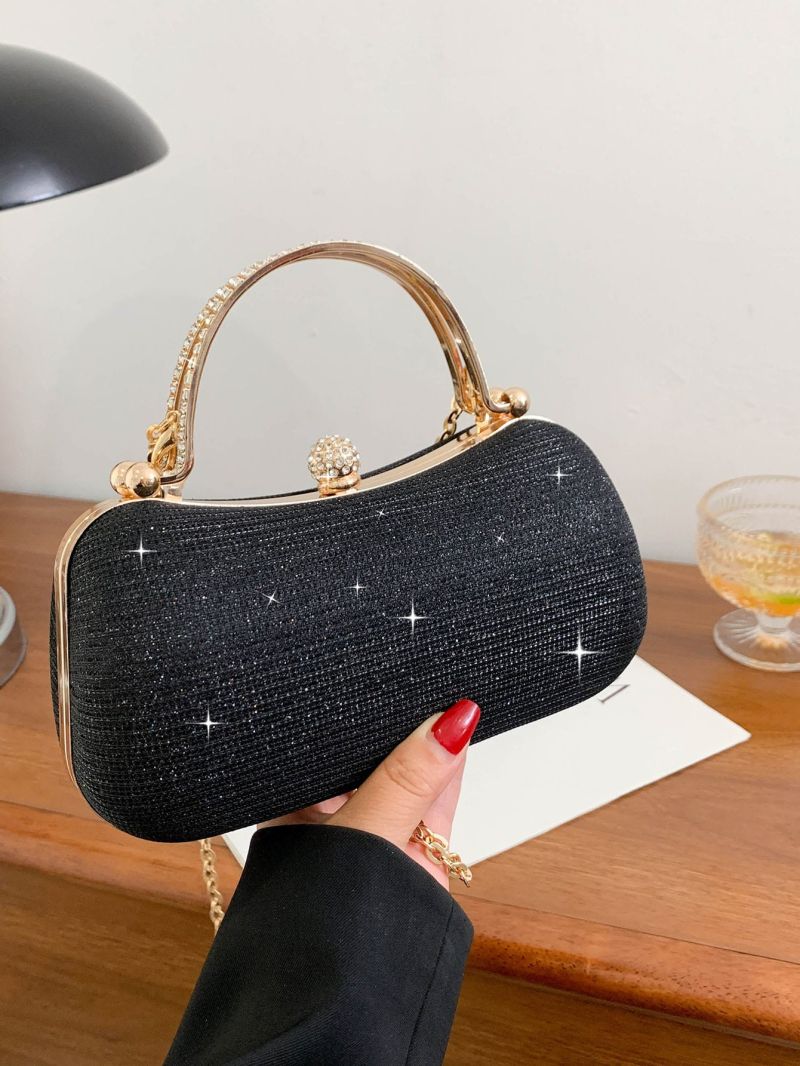 Mini Glitter Rhinestone Decor Chain Box Bag