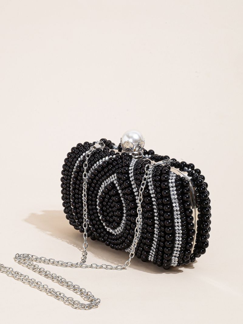 Mini Rhinestone & Faux Pearl Decor Box Bag
