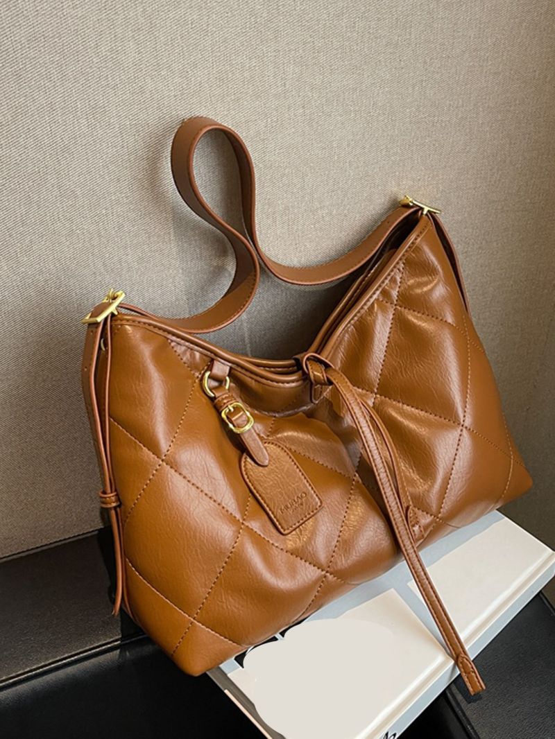 Argyle Quilted Hobo Bag With Bag Charm