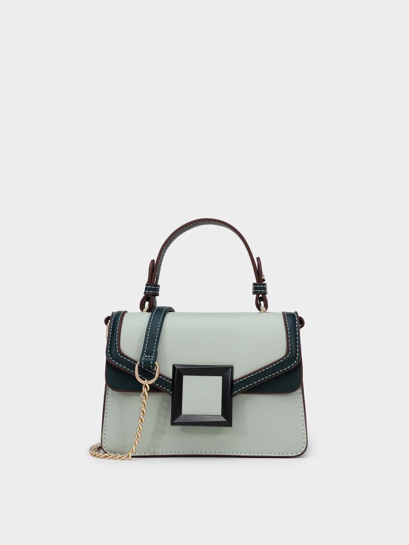 Mini Contrast Binding Flap Square Bag