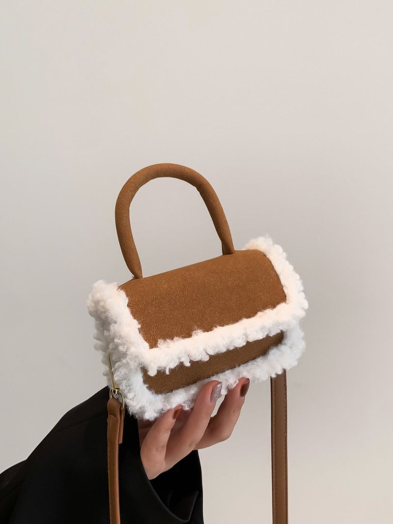 Mini Fuzzy Trim Flap Square Bag