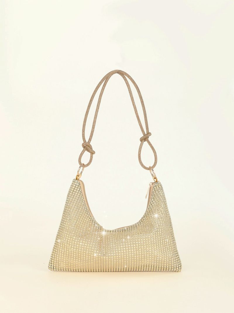 Rhinestone Decor Hobo Bag