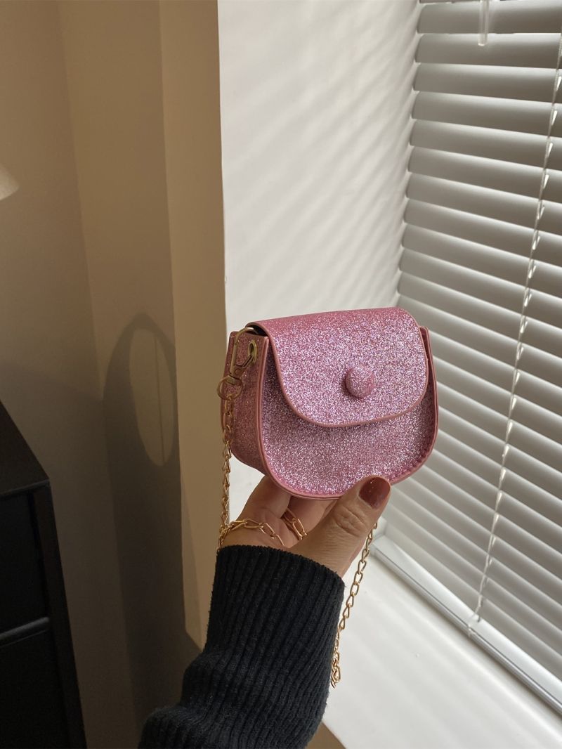 Mini Glitter Flap Chain Saddle Bag