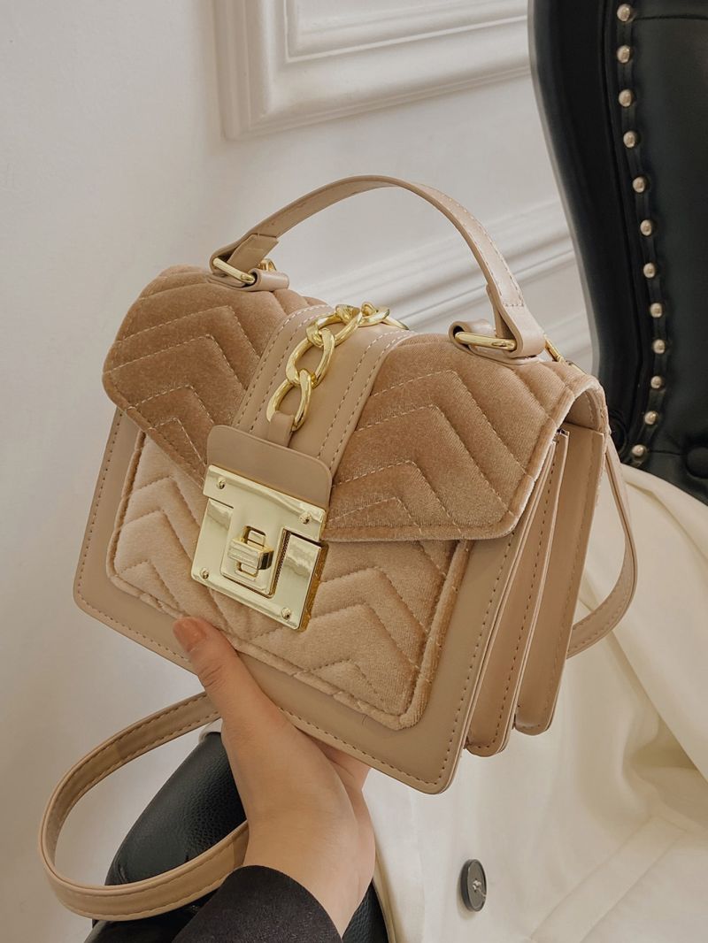 Chevron Quilted Flap Square Bag