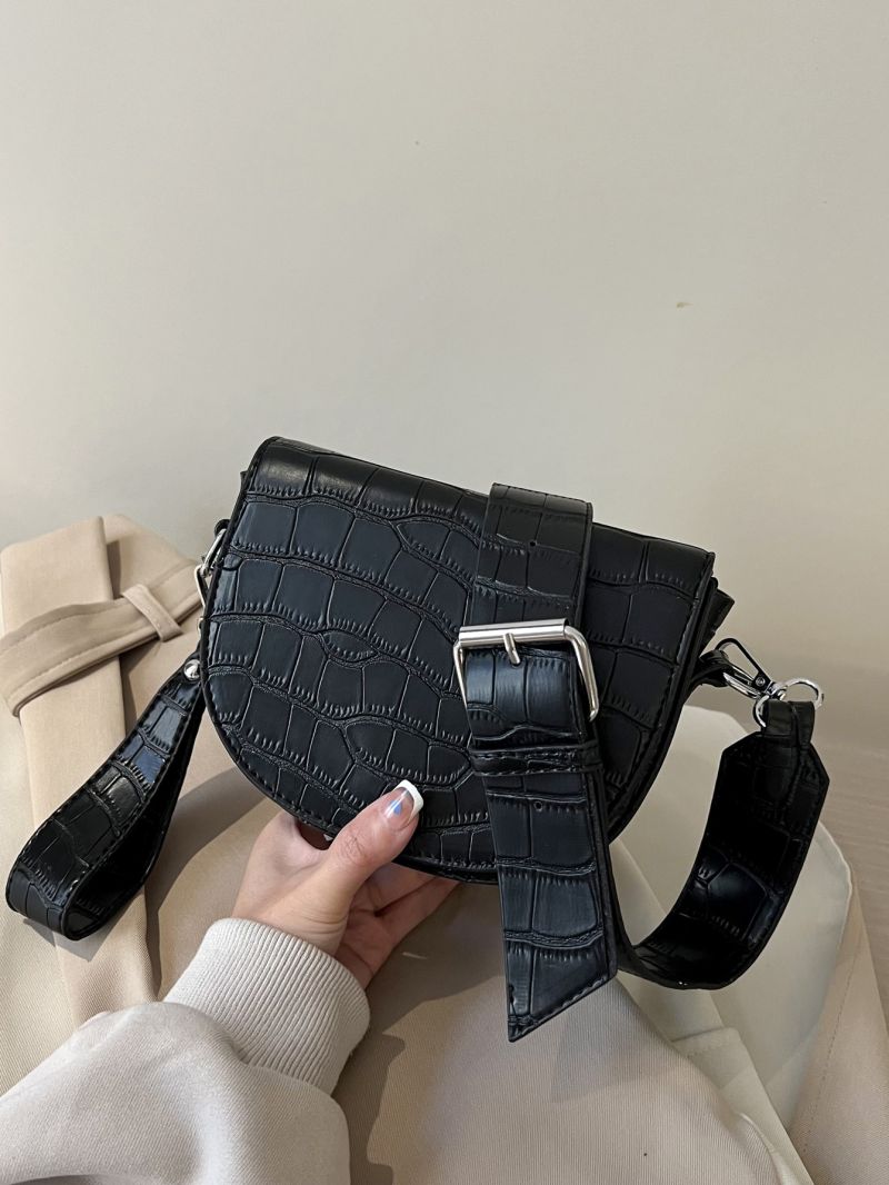 Mini Crocodile Embossed Saddle Bag