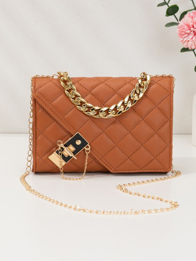 Mini Quilted Toggle Lock Flap Square Bag