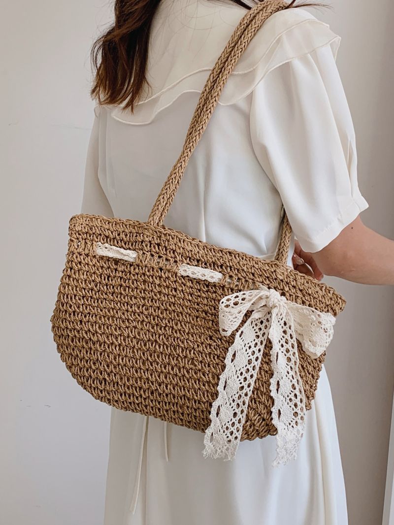 Cubic Zirconia Decor Straw Bag