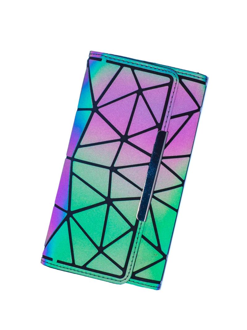 Holographic Geometric Pattern Long Wallet