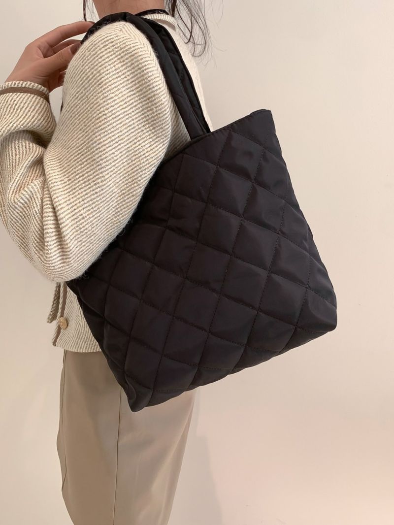Quilted Detail Snap Button Square Bag