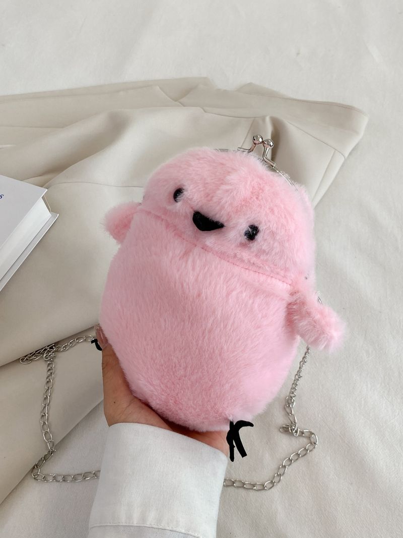 Mini Chicken Design Fuzzy Chain Novelty Bag