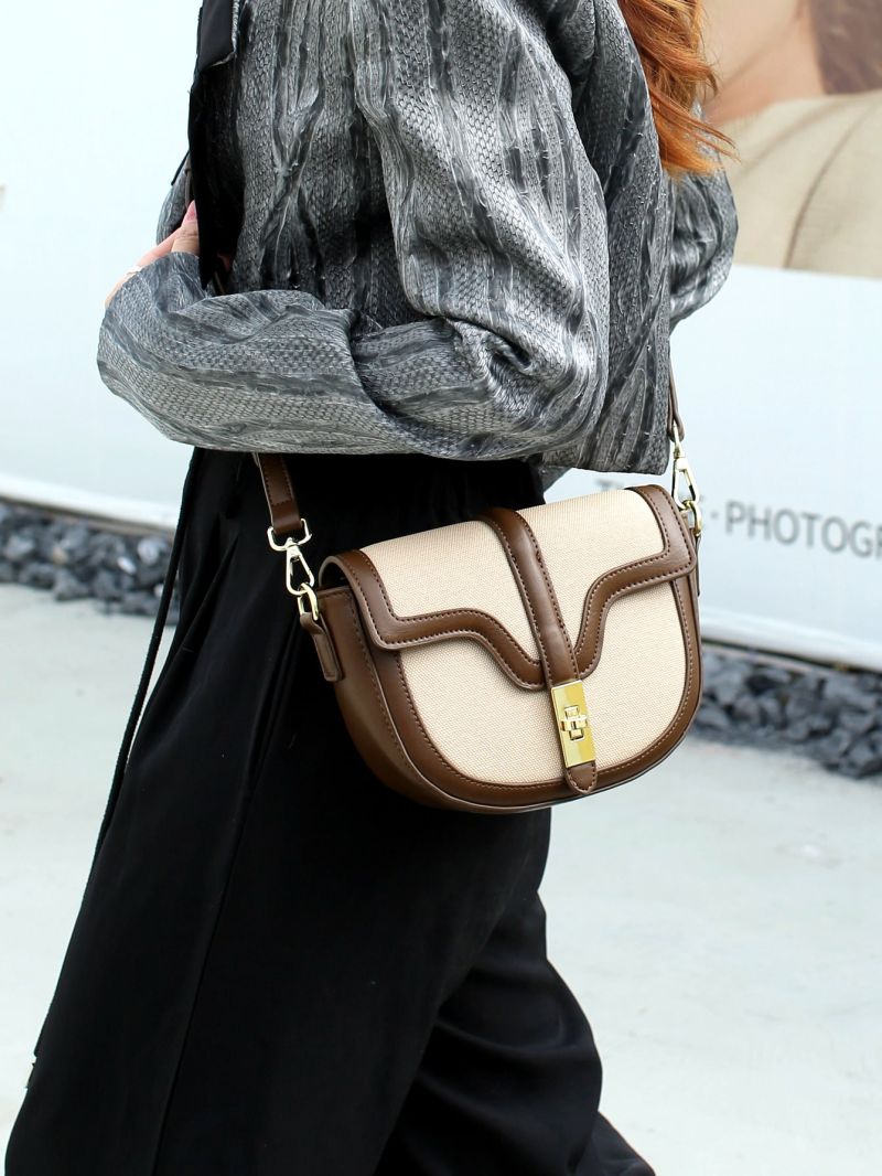 Mini Two Tone Twist Lock Flap Saddle Bag