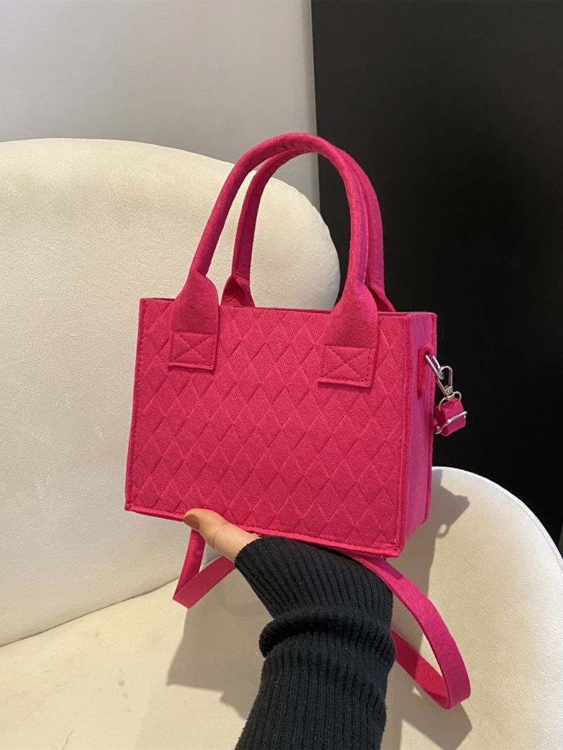 Neon Pink Argyle Embossed Square Bag