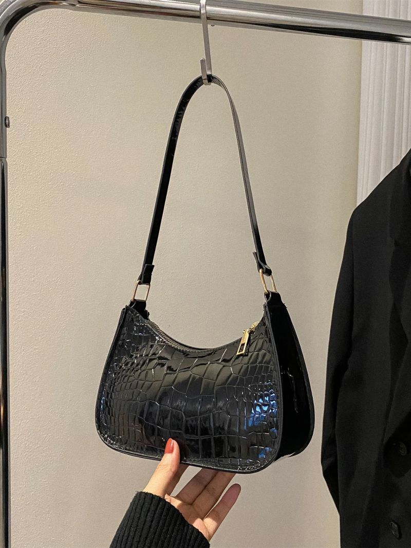 Mini Crocodile Embossed Baguette Bag