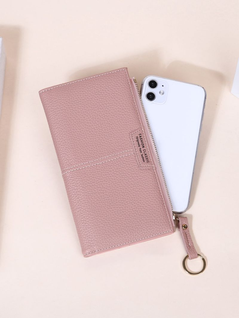 Litchi Embossed Letter Print Long Wallet