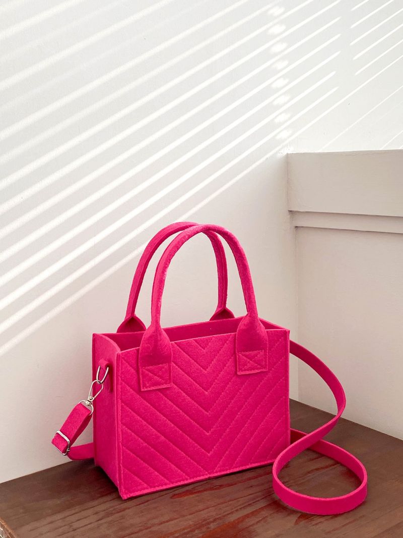 Mini Neon-pink Stitch Detail Square Bag