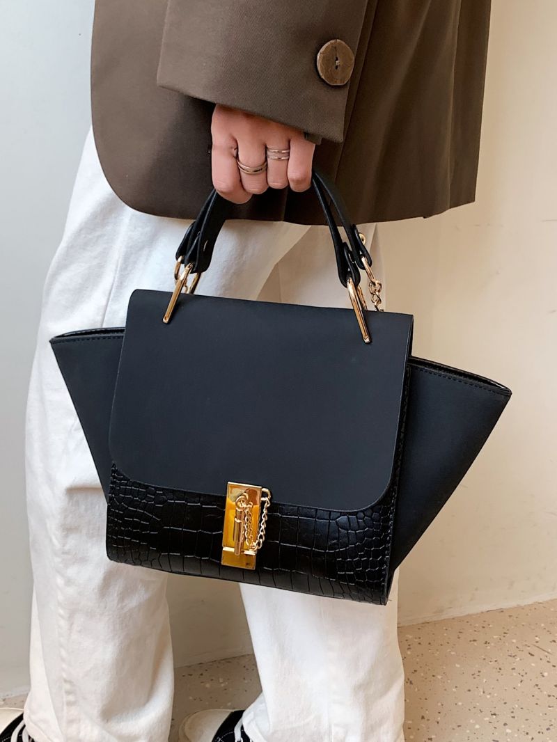 Crocodile Embossed Flap Square Bag