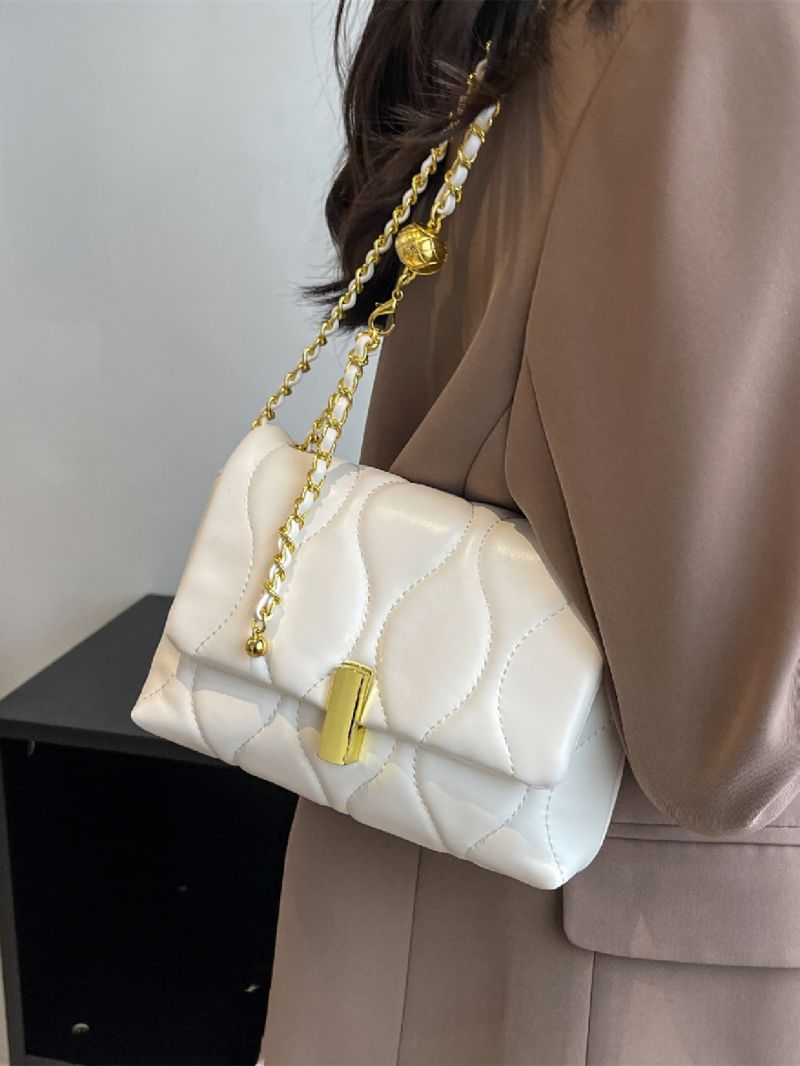 Quilted Chain Flap Square Bag