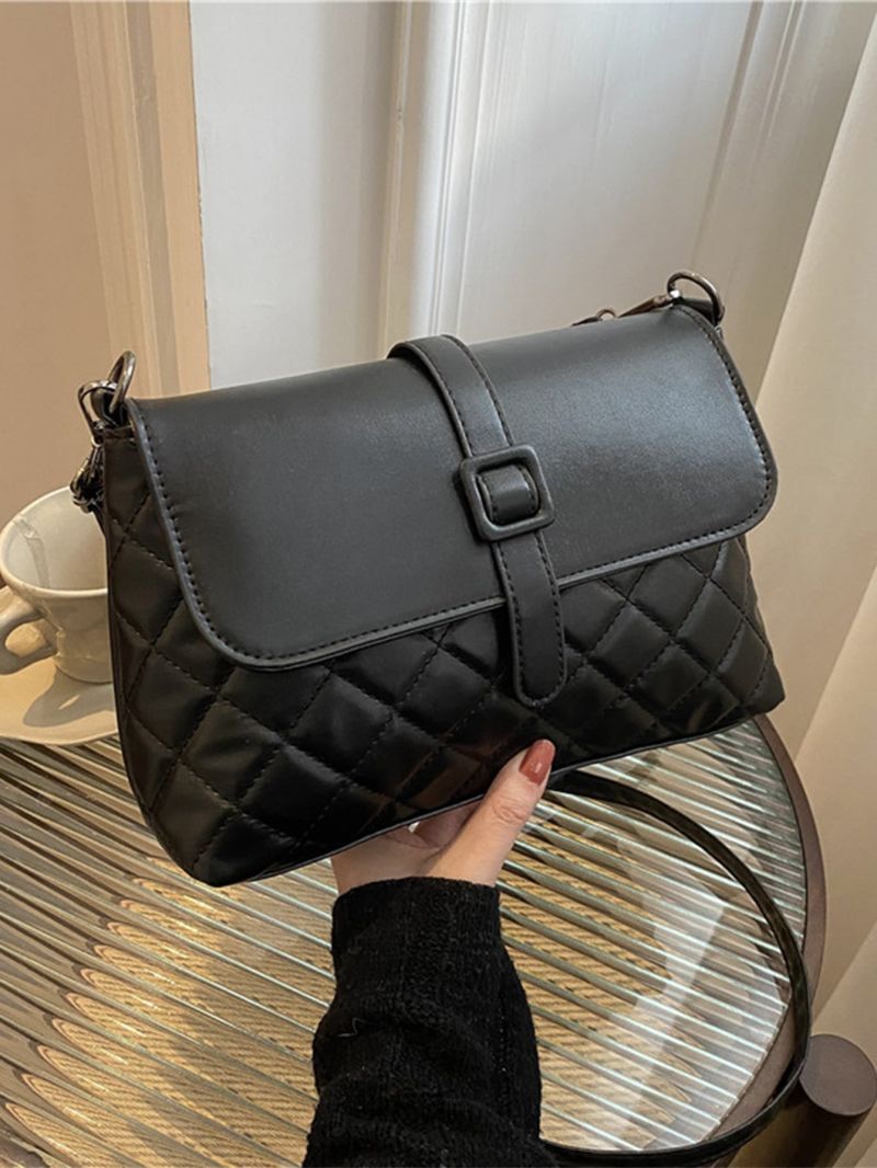 Quilted Detail Buckle Decor Flap Square Bag