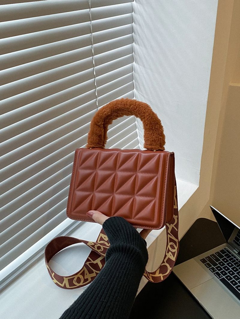 Mini Quilted Fluffy Handle Square Bag