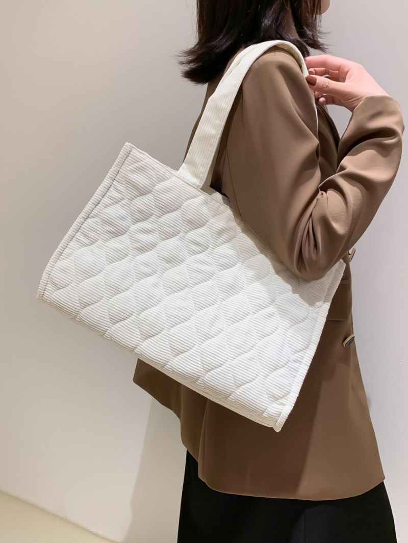 Quilted Detail Shoulder Tote Bag