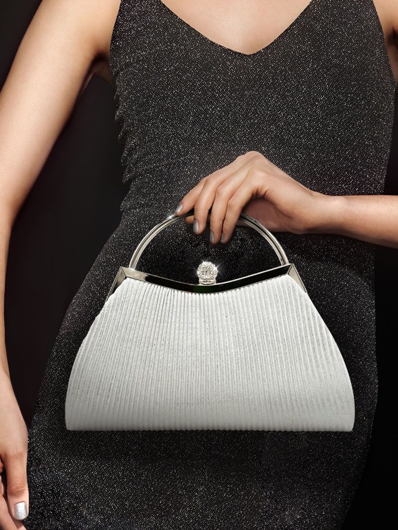 Rhinestone Decor Satin Evening Bag