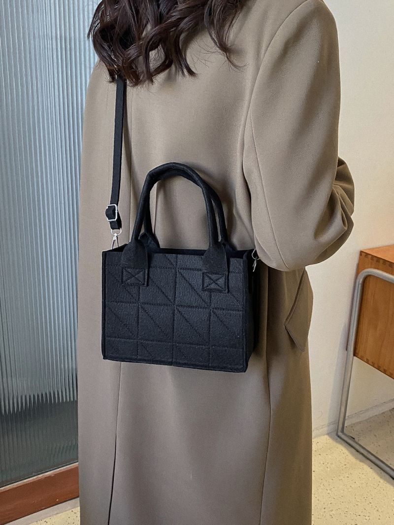 Geometric Embossed Double Handle Square Bag