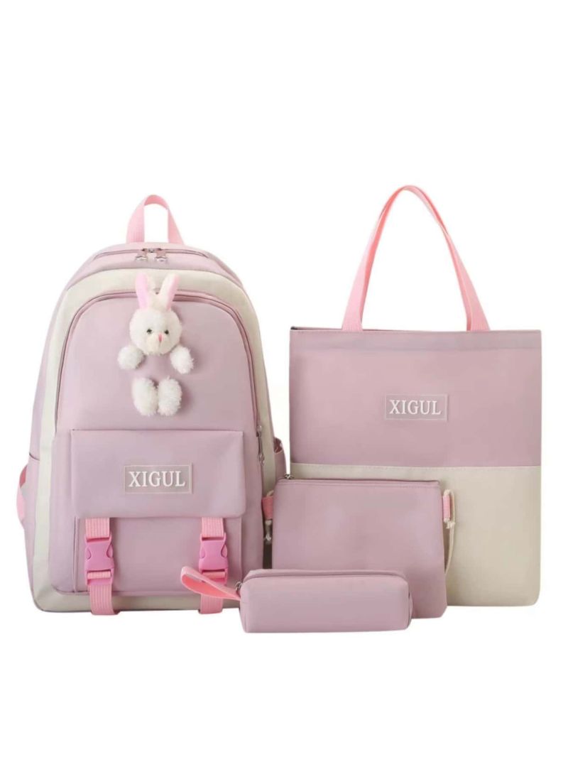 4pcs Rabbit & Release Buckle Decor Functional Backpack Set