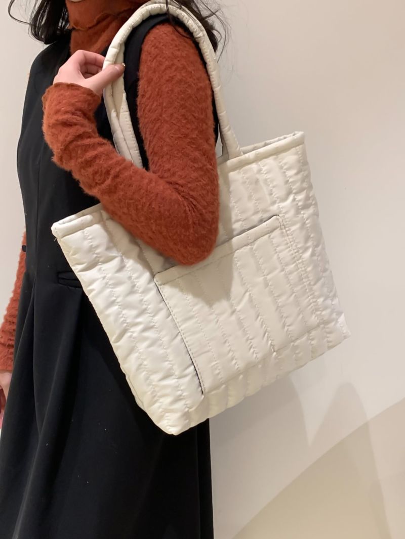 Quilted Detail Shoulder Tote Bag
