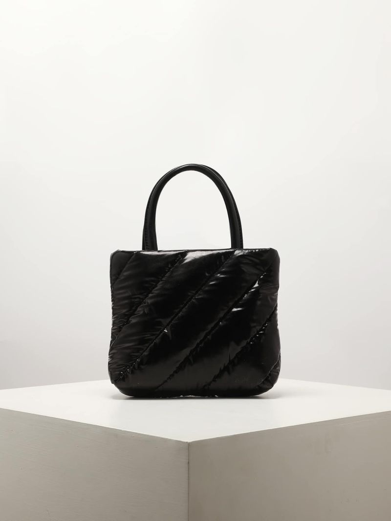 Quilted Detail Satchel Minimalist Square Bag