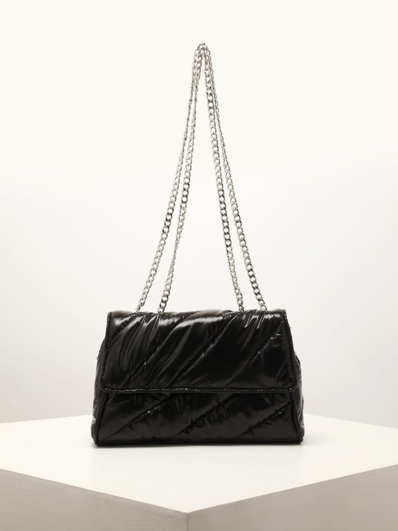 Quilted Chain Flap Square Bag