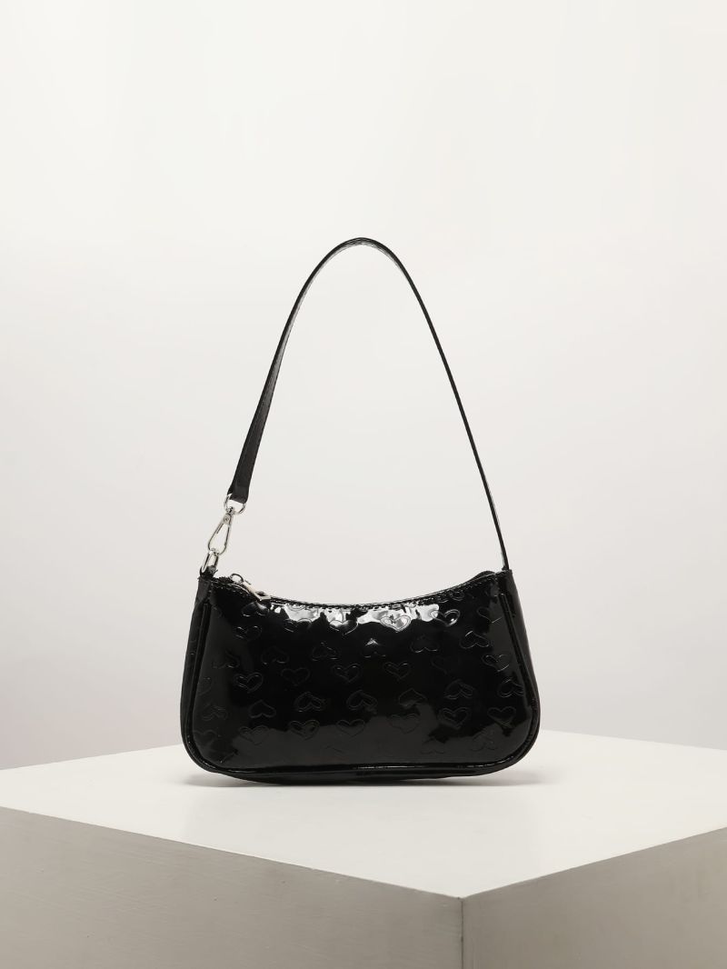 Heart Embossed Baguette Bag