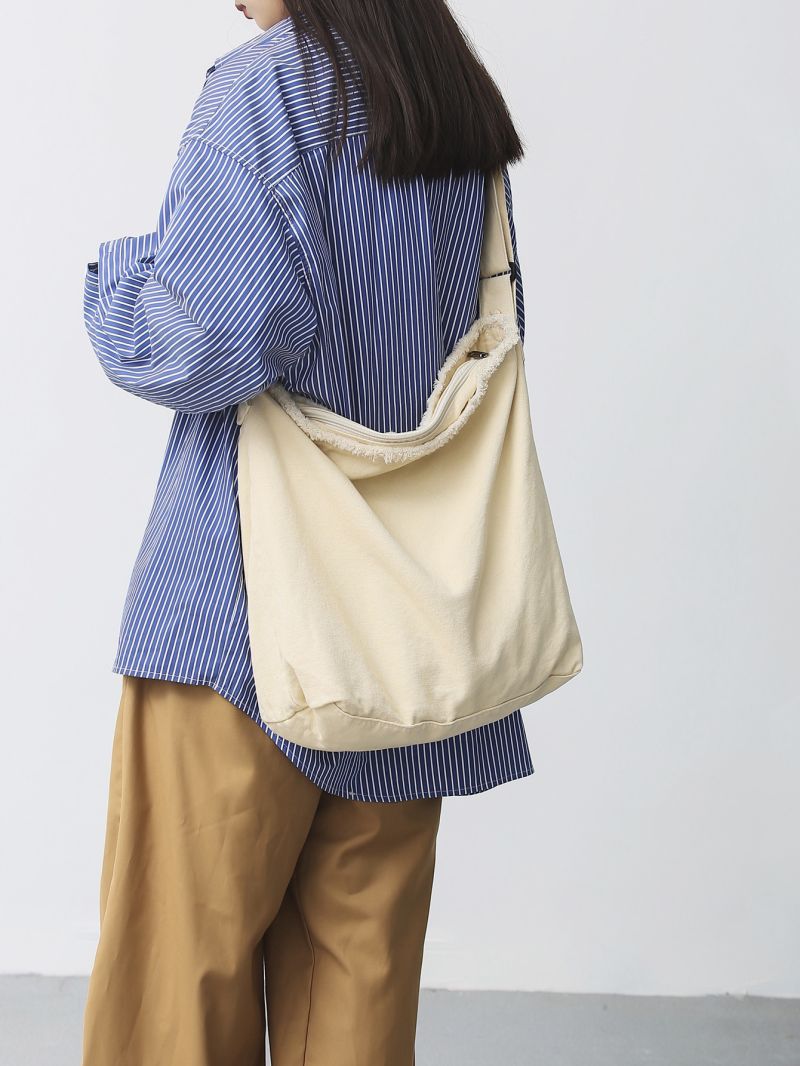 Minimalist Raw Hem Decor Hobo Bag