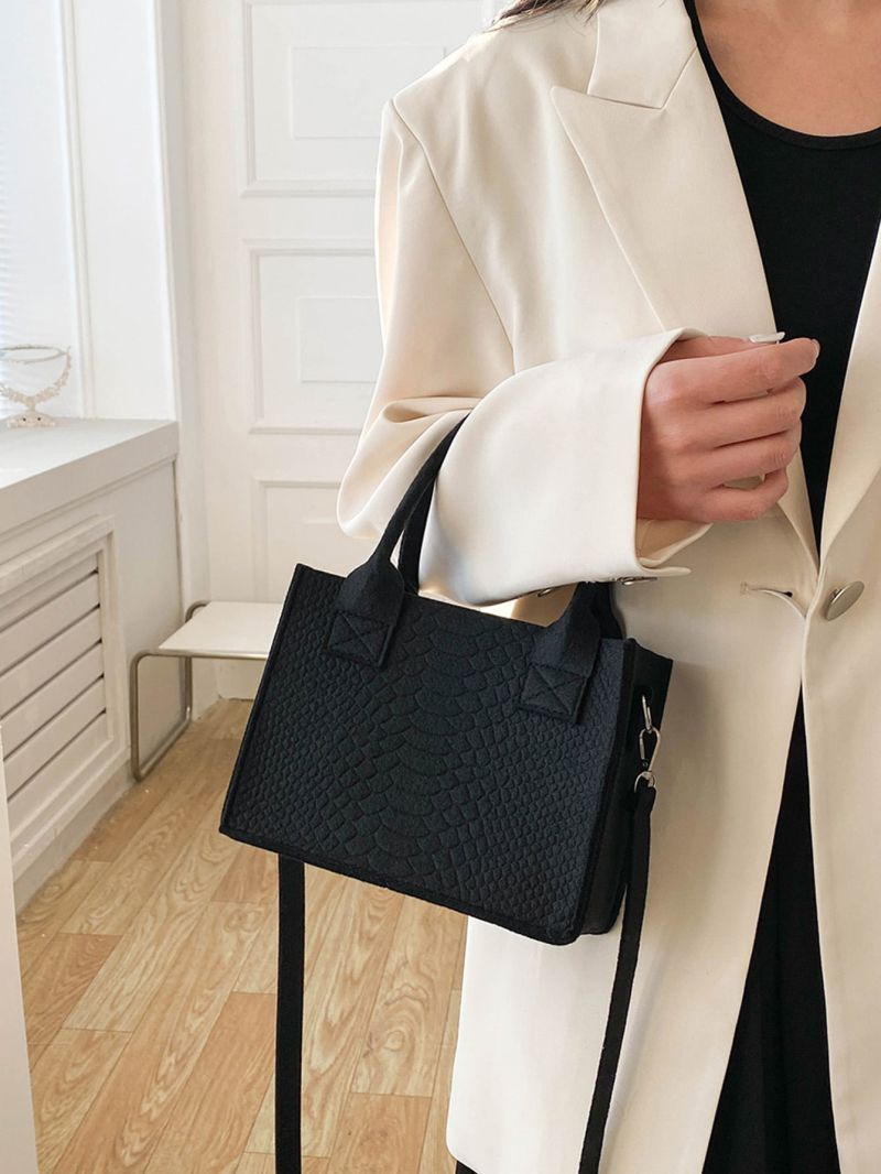 Mini Snakeskin Embossed Square Bag