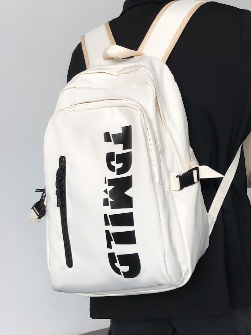 Letter Graphic Release Buckle Decor Functional Backpack