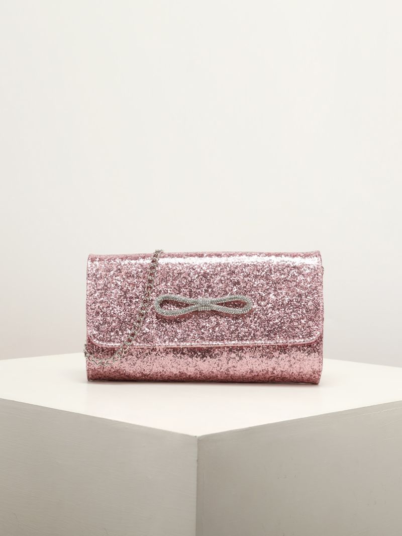 Rhinestone Bow Decor Square Bag