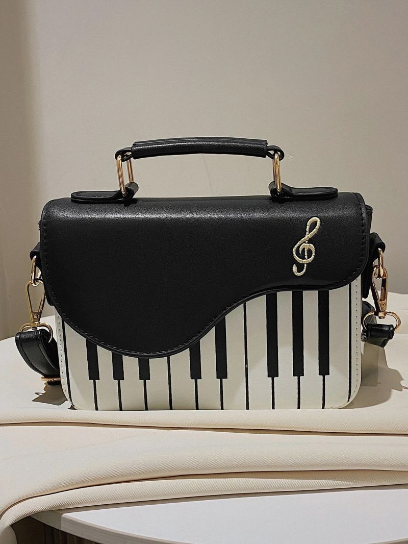 Mini Music Note Embroidered Flap Square Bag