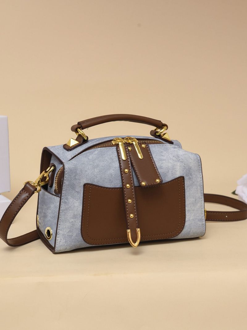 Two Tone Studded Decor Bucket Bag