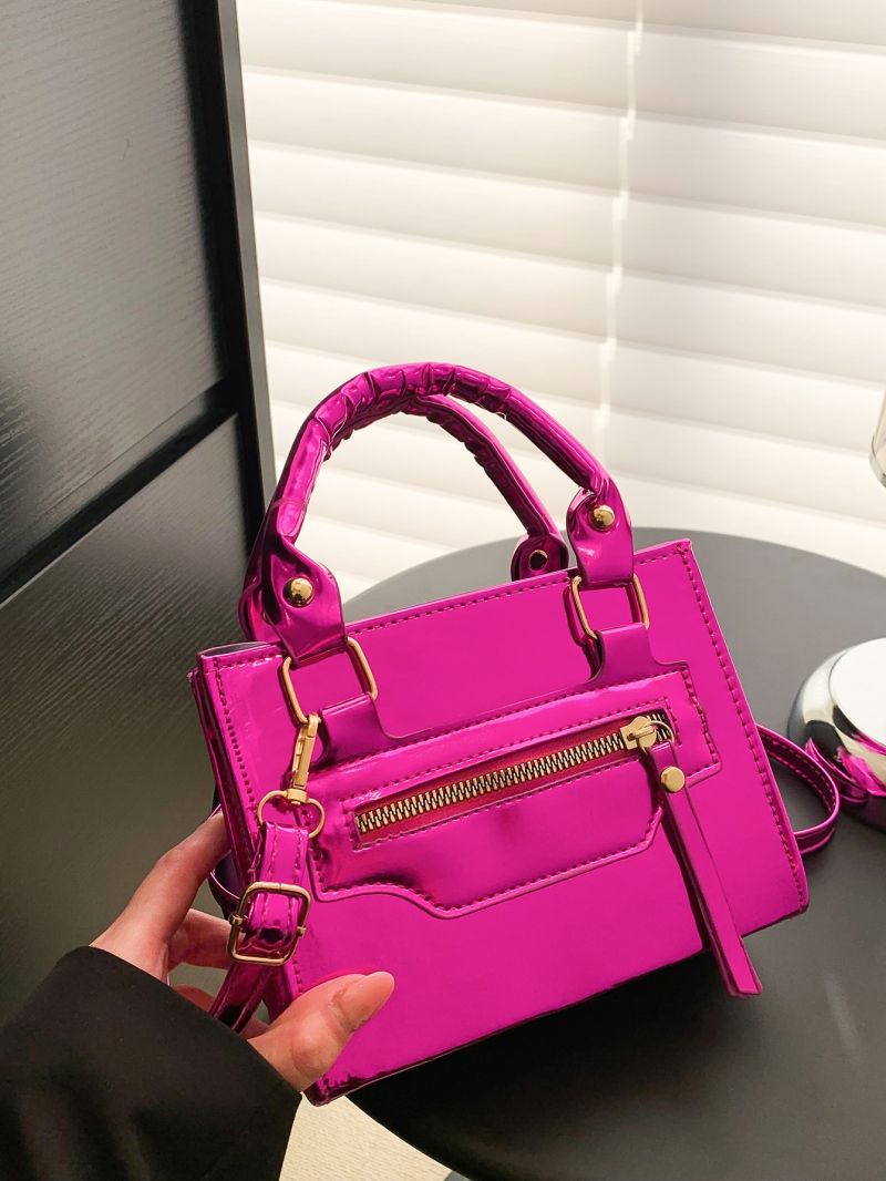 Mini Neon Pink Double Handle Square Bag