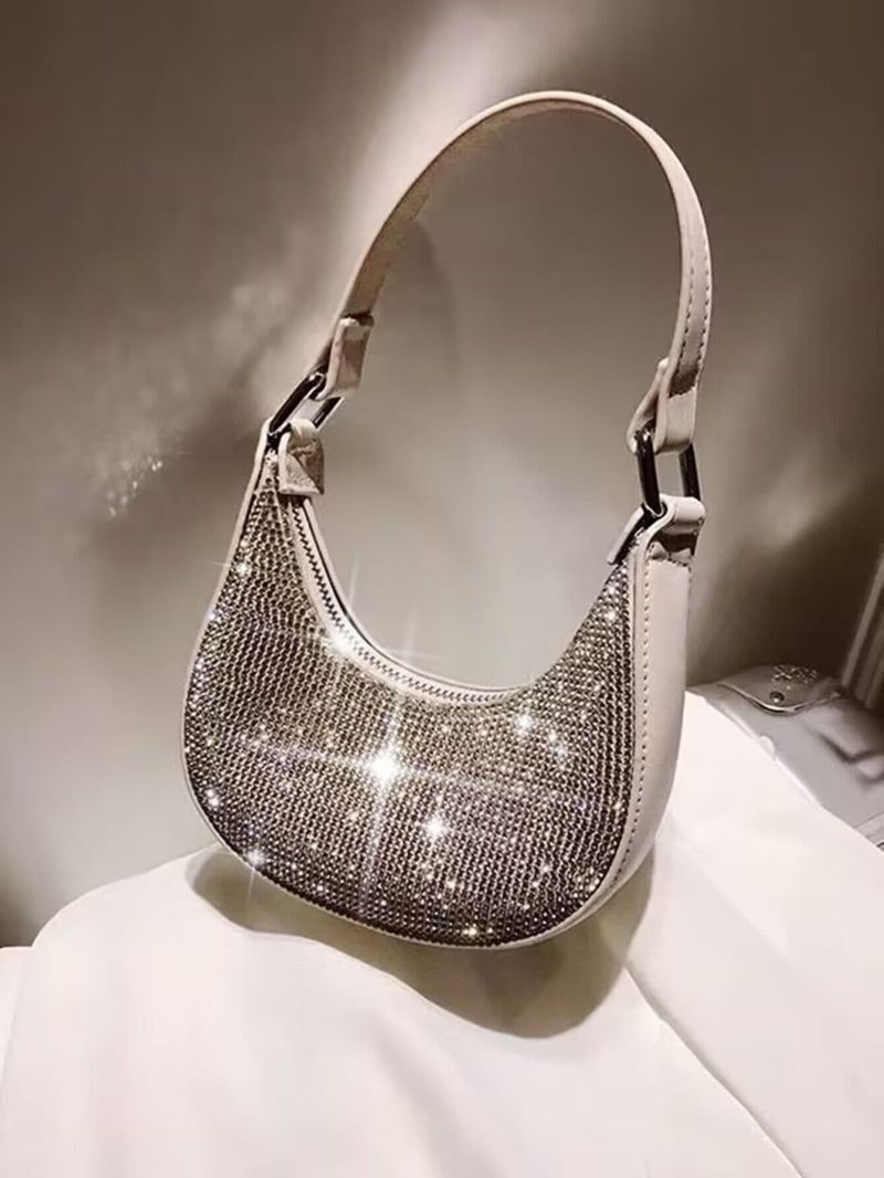 Rhinestone Decor Hobo Bag