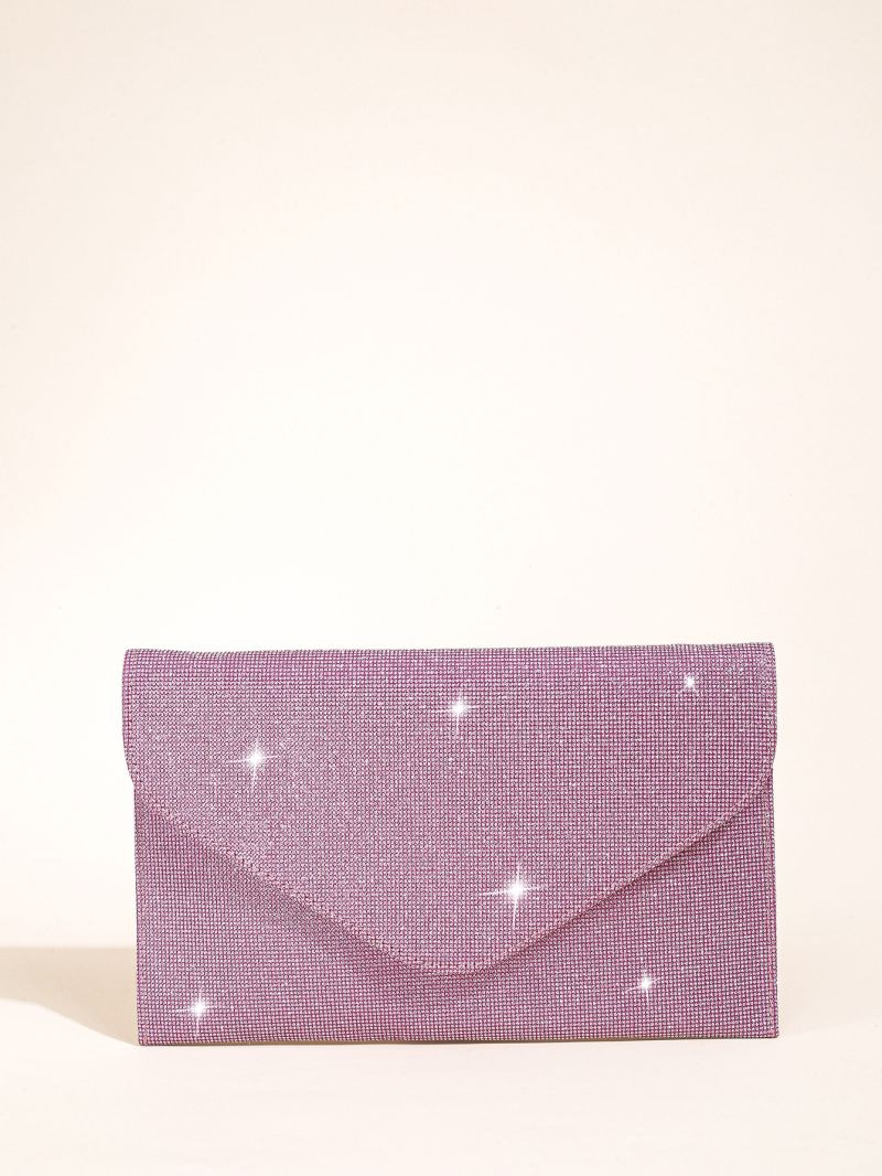 Glitter Rhinestone Decor Flap Square Bag
