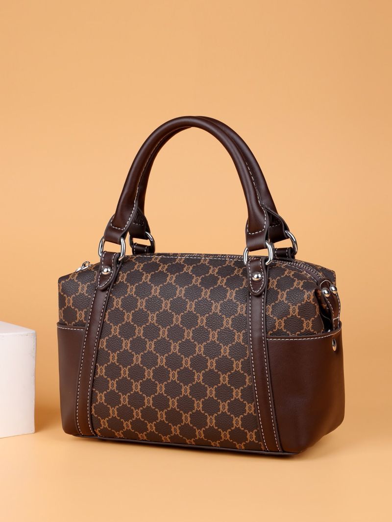 Geometric Pattern Double Handle Boston Bag