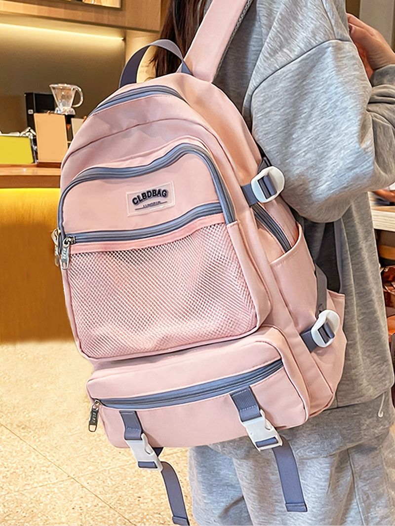 Letter Patch Decor Functional Backpack