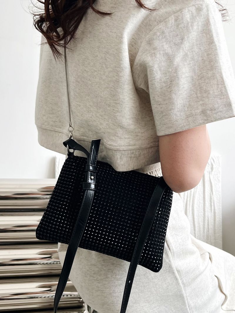 Mini Rhinestone Decor Square Bag