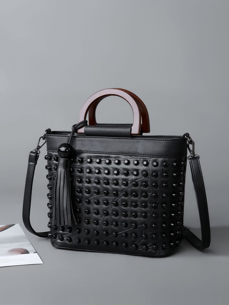 Studded & Tassel Decor Square Bag