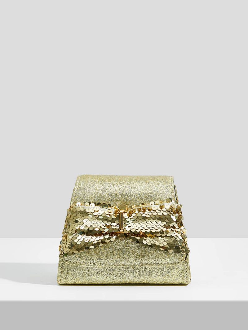 Mini Glitter & Sequin Decor Flap Square Bag